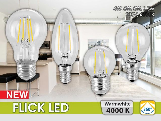 Нови филамент LED лампи в серията FLICK LED